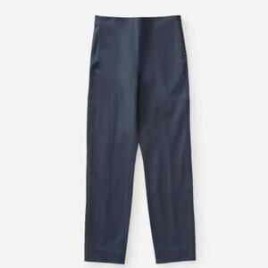 Everlane The Side Zip Work Pant Navy Blue High Waisted Stretch Cotton Size 6